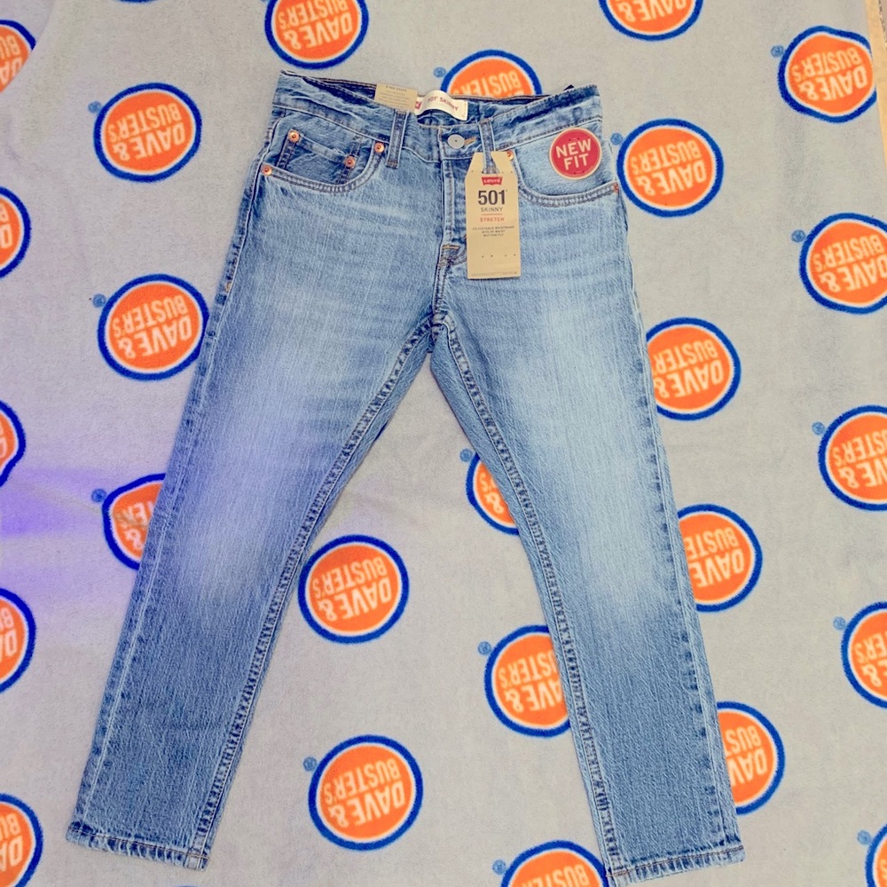 Levi’s 501 skinny jeans boys blue pants stretch